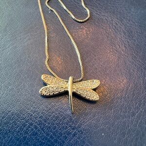 Silver-Tone Dragonfly Necklace with Crystal Wings